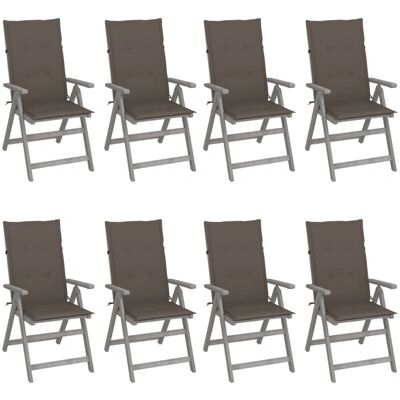 vidaXL - Garten Liegestühle Set - Akaziengrau - 8 Stk - Gartenstühle vidaXL - Garten Liegestühle Set - Akaziengrau - 8 Stk - Gartenstühle