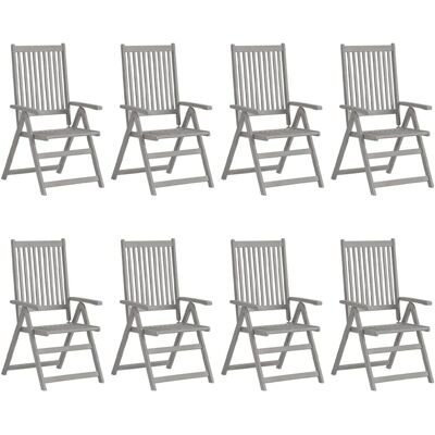 vidaXL Gartenliegestühle mit Kissen - Holz, Grau, 8 Stück vidaXL Gartenliegestühle mit Kissen - Holz, Grau, 8 Stück