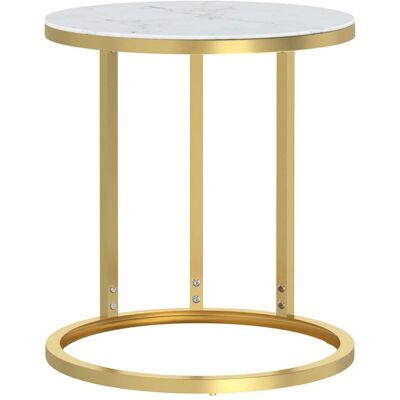 vidaXL Weiße und Goldene Marmor Beistelltisch - Beistelltisch vidaXL Weiße und Goldene Marmor Beistelltisch - Beistelltisch