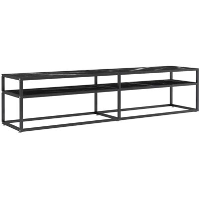 vidaXL TV-meubel Zwart Marmer Tempered Glas Stereo Hifi Kast - TV Kast vidaXL TV-meubel Zwart Marmer Tempered Glas Stereo Hifi Kast - TV Kast