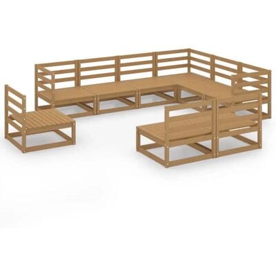 vidaXL 9-delig Honingkleurig Dennenhout Tuin Lounge Set vidaXL 9-delig Honingkleurig Dennenhout Tuin Lounge Set