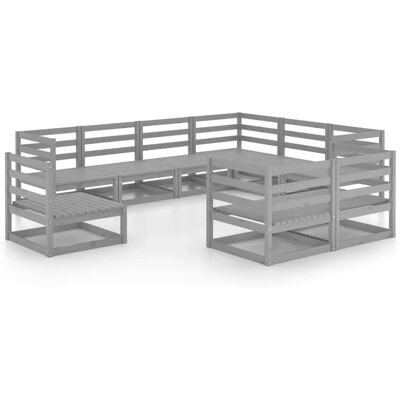 vidaXL 9-teiliges graues Kiefernholz Gartenloungetset - Gartenmöbel vidaXL 9-teiliges graues Kiefernholz Gartenloungetset - Gartenmöbel