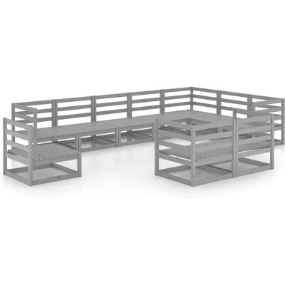 vidaXL Gartenset aus massivem Kiefernholz - 10 Teile Grau vidaXL Gartenset aus massivem Kiefernholz - 10 Teile Grau