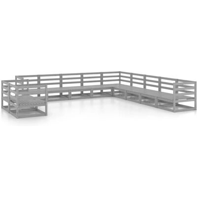 vidaXL Gartenlounge-Set 11-teilig Grau - Outdoor-Möbel vidaXL Gartenlounge-Set 11-teilig Grau - Outdoor-Möbel