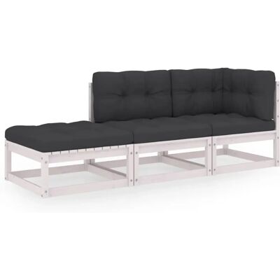 vidaXL Outdoor Möbel Set 3-tlg. Modulares Gartensofa Weiß vidaXL Outdoor Möbel Set 3-tlg. Modulares Gartensofa Weiß