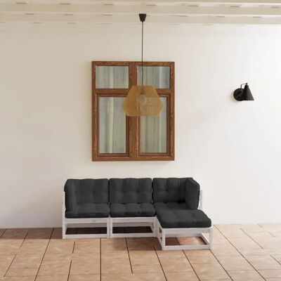 vidaXL Gartensofa-Set - Weiß, Modular, Robust vidaXL Gartensofa-Set - Weiß, Modular, Robust