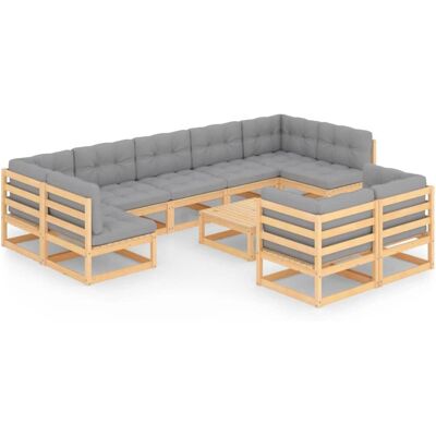 vidaXL 610811 Ulkokalusteet - 10 istumapaikkaa, Harmaa vidaXL 610811 Ulkokalusteet - 10 istumapaikkaa, Harmaa
