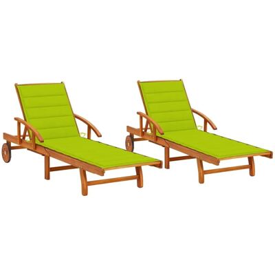 vidaXL Outdoor Lounge-Set mit 2 Sonnenliegen & grünen Kissen - Gartenset vidaXL Outdoor Lounge-Set mit 2 Sonnenliegen & grünen Kissen - Gartenset