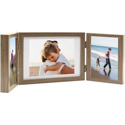 vidaXL Drie-stuks Fotolijst Collage Lichtbruin - Fotolijst vidaXL Drie-stuks Fotolijst Collage Lichtbruin - Fotolijst
