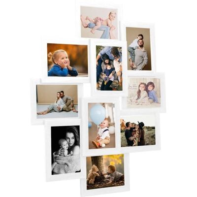 vidaXL Witte MDF Collage Fotolijst 10x(13x18 cm) - Fotolijst vidaXL Witte MDF Collage Fotolijst 10x(13x18 cm) - Fotolijst