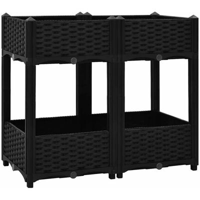 vidaXL Hochbeet 80x40x71 cm Polypropylen - Schwarz - Hochbeet Garten vidaXL Hochbeet 80x40x71 cm Polypropylen - Schwarz - Hochbeet Garten