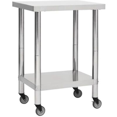 vidaXL Edelstahl Küchenarbeitsplatte mit Rollen - 60x45x85 cm vidaXL Edelstahl Küchenarbeitsplatte mit Rollen - 60x45x85 cm