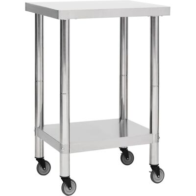 vidaXL Küchenarbeitsplatz mit Rollen - 60x60x85 cm Edelstahl vidaXL Küchenarbeitsplatz mit Rollen - 60x60x85 cm Edelstahl