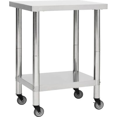 Mesa de trabajo de cocina vidaXL con ruedas - Mesa de trabajo Mesa de trabajo de cocina vidaXL con ruedas - Mesa de trabajo