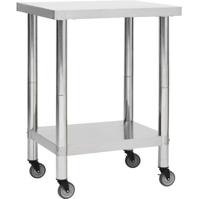vidaXL Küchenarbeitsplatz mit Rollen - Edelstahl - 80x45x85 cm vidaXL Küchenarbeitsplatz mit Rollen - Edelstahl - 80x45x85 cm