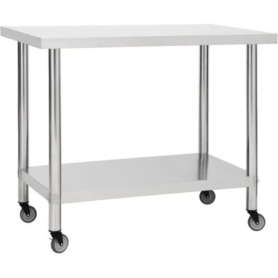 vidaXL Küchenarbeitsplatz mit Rollen 100x45x85 cm Edelstahl - Küchenarbeitsplatz vidaXL Küchenarbeitsplatz mit Rollen 100x45x85 cm Edelstahl - Küchenarbeitsplatz