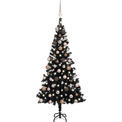 vidaXL Schwarzer 180cm Weihnachtsbaum mit LEDs & Kugeln - Weihnachtsbaum vidaXL Schwarzer 180cm Weihnachtsbaum mit LEDs & Kugeln - Weihnachtsbaum