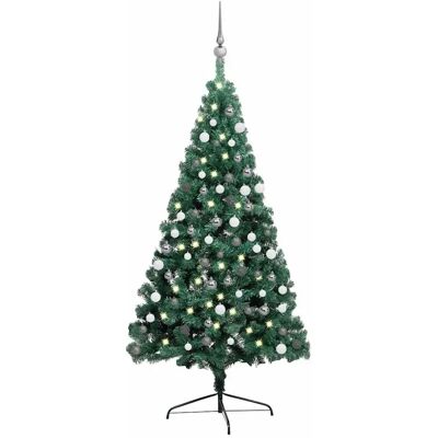 Arbre de Noël Artificiel à Mi-temps Éclairé avec Ensemble de Boules - Sapin de Noël - Publicité Arbre de Noël Artificiel à Mi-temps Éclairé avec Ensemble de Boules - Sapin de Noël - Publicité