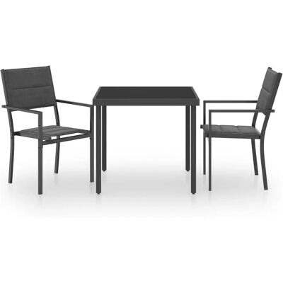 VidaXL Gartenset - Stahl, Glas, Stapelbare Stühle VidaXL Gartenset - Stahl, Glas, Stapelbare Stühle