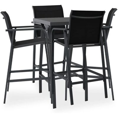 VIDAXL - 5-Piece - Schwarz - Glasplatte - Gartenbar-Set VIDAXL - 5-Piece - Schwarz - Glasplatte - Gartenbar-Set