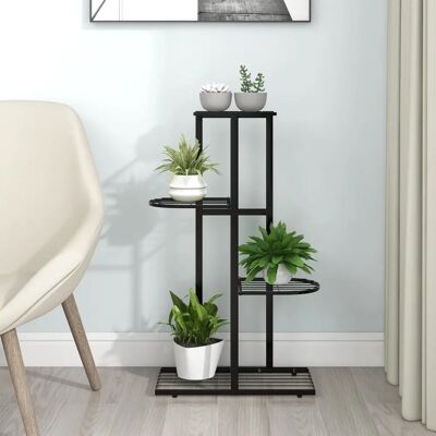 vidaXL Blumenständer 4-stöckig Schwarz Metall Indoor Pflanzendisplay Regal - Blumenständer vidaXL Blumenständer 4-stöckig Schwarz Metall Indoor Pflanzendisplay Regal - Blumenständer