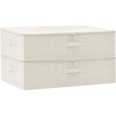 vidaXL 2x Creme Stoff-Aufbewahrungsboxen - Zuhause Faltbare Aufbewahrung vidaXL 2x Creme Stoff-Aufbewahrungsboxen - Zuhause Faltbare Aufbewahrung