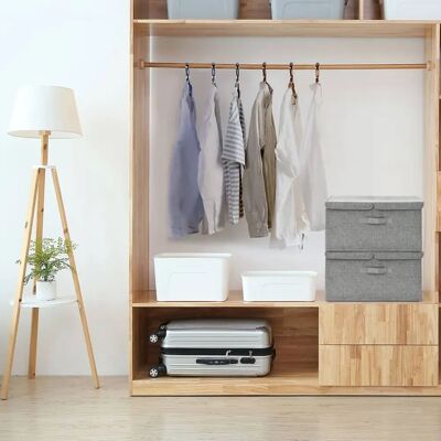 vidaXL 2x Aufbewahrungsboxen Stoff Grau - Aufbewahrungsbehälter vidaXL 2x Aufbewahrungsboxen Stoff Grau - Aufbewahrungsbehälter