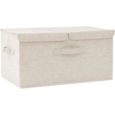 vidaXL Aufbewahrungsbox Stoff Creme - Faltbar, 2 Fächer - Heimorganisation vidaXL Aufbewahrungsbox Stoff Creme - Faltbar, 2 Fächer - Heimorganisation