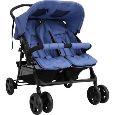 vidaXL Zwillingswagen - Stahl, Marineblau - Doppelkinderwagen vidaXL Zwillingswagen - Stahl, Marineblau - Doppelkinderwagen