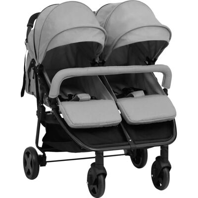 vidaXL Zwillingsbuggy Stahl Hellgrau/Schwarz vidaXL Zwillingsbuggy Stahl Hellgrau/Schwarz