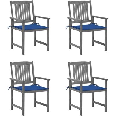 VidaXL Outdoor Stuhlset - Grau Akazienholz mit Blauem Kissen VidaXL Outdoor Stuhlset - Grau Akazienholz mit Blauem Kissen