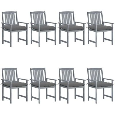 VidaXL Gartenstuhl 8er Set Grau Akazie Holz VidaXL Gartenstuhl 8er Set Grau Akazie Holz