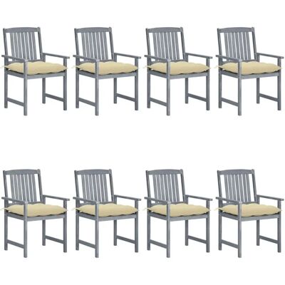 vidaXL Gartenstuhl-Set - Grau, Kissen, 8 Stück vidaXL Gartenstuhl-Set - Grau, Kissen, 8 Stück