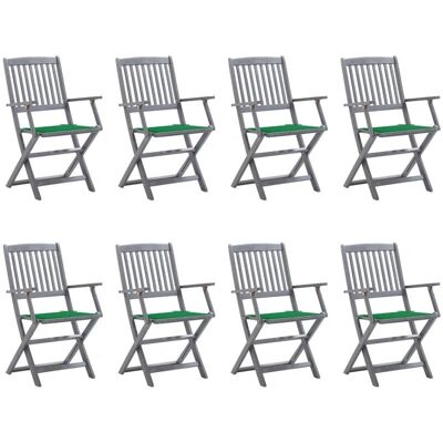 VIDAXL Maison Chic - 8 Stück Faltbare Gartensessel mit Kissen, Massives Akazienholz VIDAXL Maison Chic - 8 Stück Faltbare Gartensessel mit Kissen, Massives Akazienholz