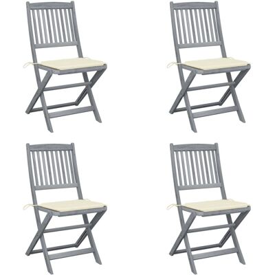 VidaXL Outdoor Stühle - Faltbar Akazienholz mit Kissen - 8 Stück VidaXL Outdoor Stühle - Faltbar Akazienholz mit Kissen - 8 Stück