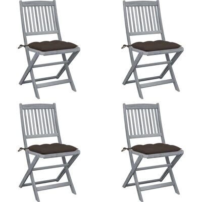 VidaXL Outdoor Stuhl - Klappbarer Gartensitz mit Kissen - Taupe VidaXL Outdoor Stuhl - Klappbarer Gartensitz mit Kissen - Taupe