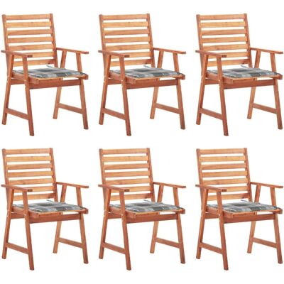 Vidaxl Garten Esszimmerstühle mit Kissen - 6 Stück, Massives Akazienholz Vidaxl Garten Esszimmerstühle mit Kissen - 6 Stück, Massives Akazienholz