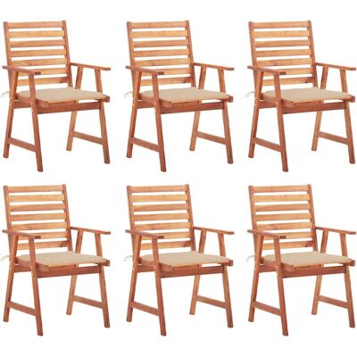 VidaXL Gartensessel - Akazienholz, Beige, 8 Stück VidaXL Gartensessel - Akazienholz, Beige, 8 Stück