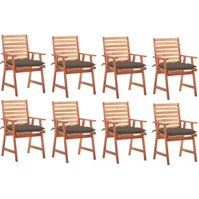 VidaXL Gartensessel-Set - Rustikales Akazienholz 8 Stück Taupe VidaXL Gartensessel-Set - Rustikales Akazienholz 8 Stück Taupe
