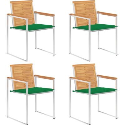 Chaises de Jardin vidaXL avec Coussins - Bois de Teck - 4 pcs - Publicité Chaises de Jardin vidaXL avec Coussins - Bois de Teck - 4 pcs - Publicité