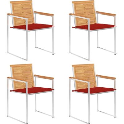 vidaXL Teak-Gartenstühle mit Kissen - 4 Stück vidaXL Teak-Gartenstühle mit Kissen - 4 Stück