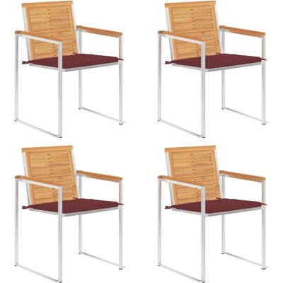 Vida XL Havestole med puder - Teaktræ, 4 stk Vida XL Havestole med puder - Teaktræ, 4 stk