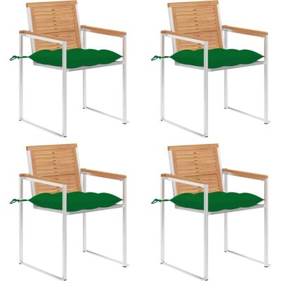 Krzesła ogrodowe Vida XL z poduszkami - Drewno teak 4 szt. Krzesła ogrodowe Vida XL z poduszkami - Drewno teak 4 szt.