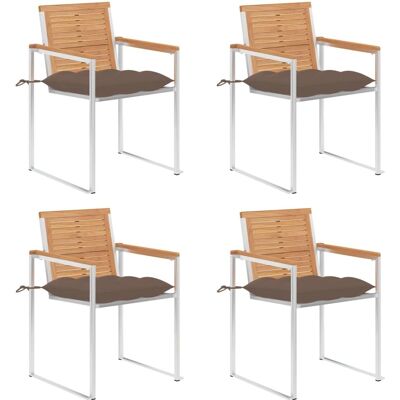 vidaXL Gartensessel mit Kissen aus Teakholz - 4er Set vidaXL Gartensessel mit Kissen aus Teakholz - 4er Set