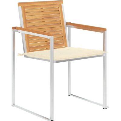 vidaXL Gartensessel mit Kissen - Teakholz, Creme - Gartenstühle vidaXL Gartensessel mit Kissen - Teakholz, Creme - Gartenstühle