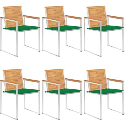 vidaXL Gartenstühle mit Kissen - Langlebiges Teak, Rostfreier Stahl vidaXL Gartenstühle mit Kissen - Langlebiges Teak, Rostfreier Stahl
