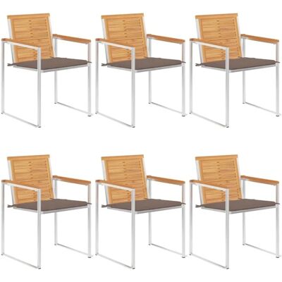 vidaXL 6 Gartenstühle mit Kissen - Robust Teakholz vidaXL 6 Gartenstühle mit Kissen - Robust Teakholz