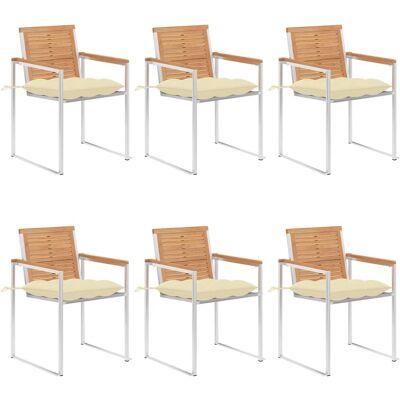 Chaises de jardin Vida XL avec coussins - Bois de teck - Blanc - Publicité Chaises de jardin Vida XL avec coussins - Bois de teck - Blanc - Publicité