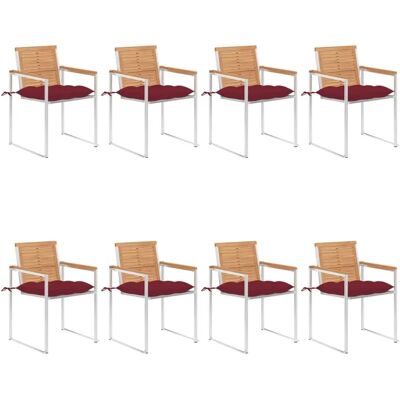 Vidaxl - Gartensessel-Set mit Kissen - Teakholz - 8 Stück Vidaxl - Gartensessel-Set mit Kissen - Teakholz - 8 Stück