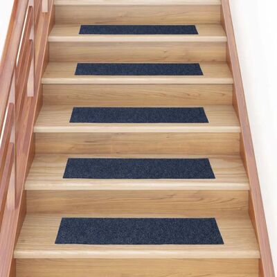 vidaXL 15x Selbstklebende Treppenteppiche Rechteckig Grau Blau - Treppenprotektor vidaXL 15x Selbstklebende Treppenteppiche Rechteckig Grau Blau - Treppenprotektor